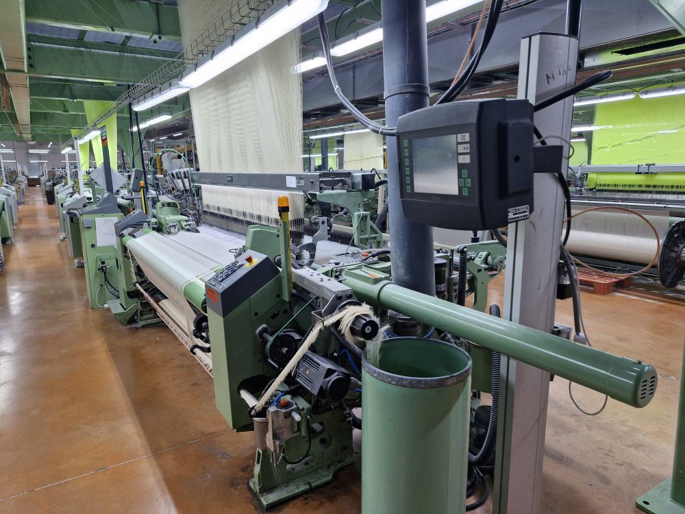 Weaving looms in factory